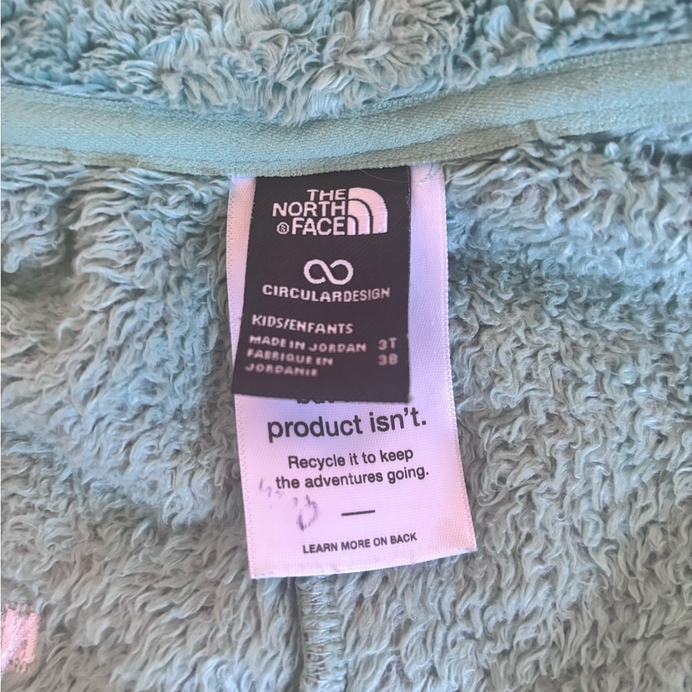 The North Face Blue Green Long Sleeve Fleece Toddler Jacket - Picture 3 of 5